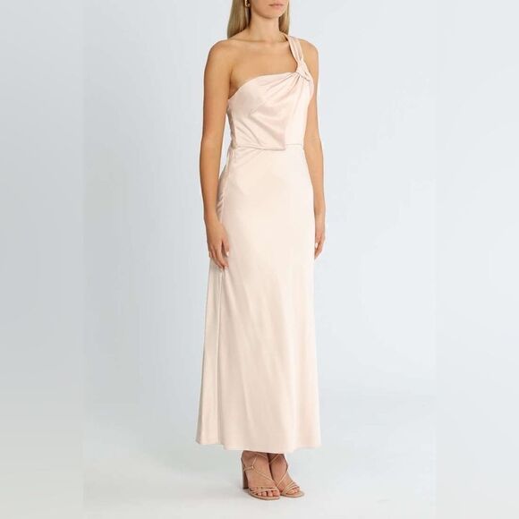 SIGNIFICANT OTHER NWT Macy Draped One Shoulder Satin Dress in Blush Pink SIZE 4 - Picture 5 of 10